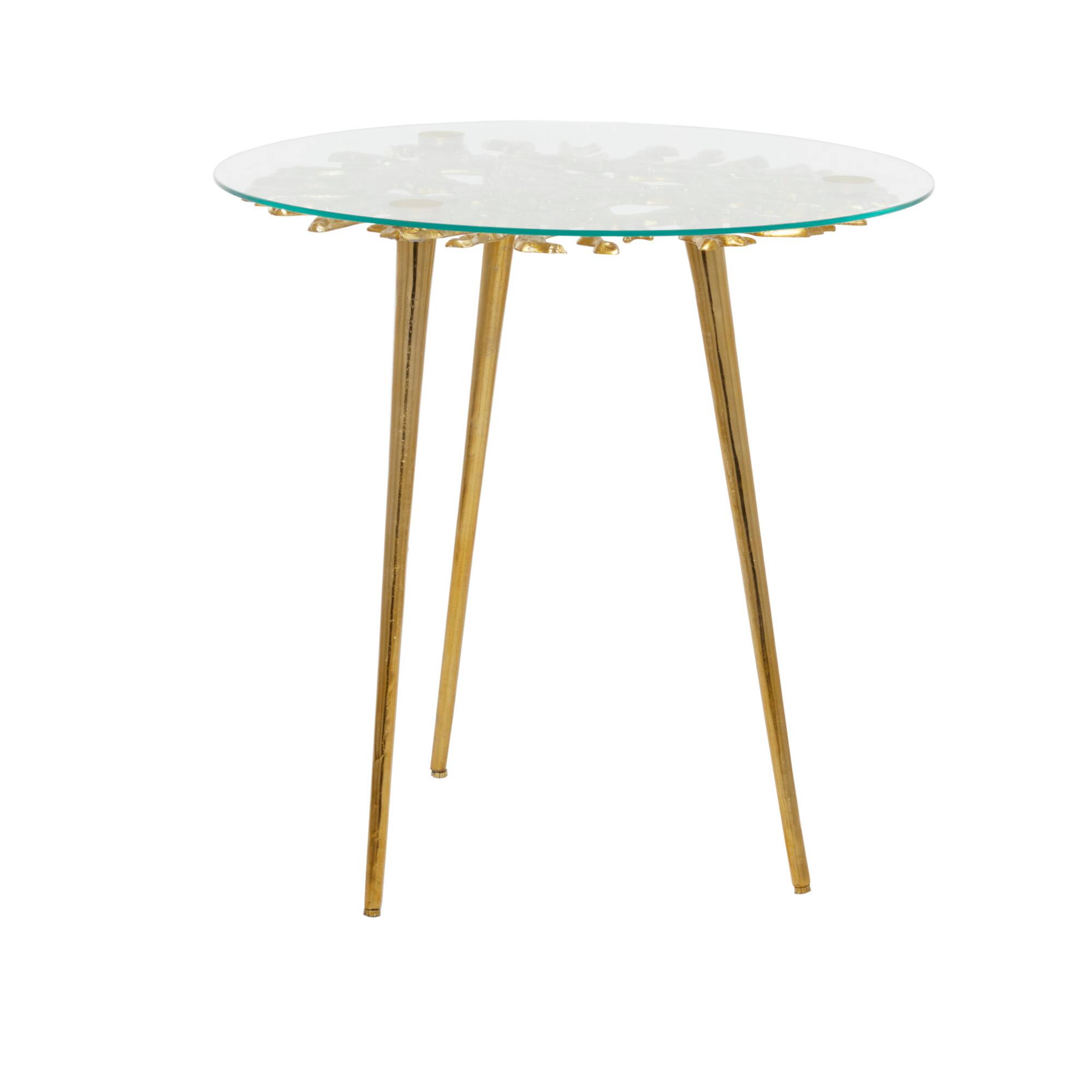 Gold Aluminum Modern Accent Table, 22" x 22" x 22"